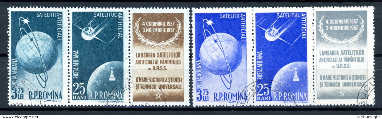 Rumänien 2 3er Streifen ZF Rechts 1677-1680 Gestempelt Raumfahrt #GB401 - Used Stamps