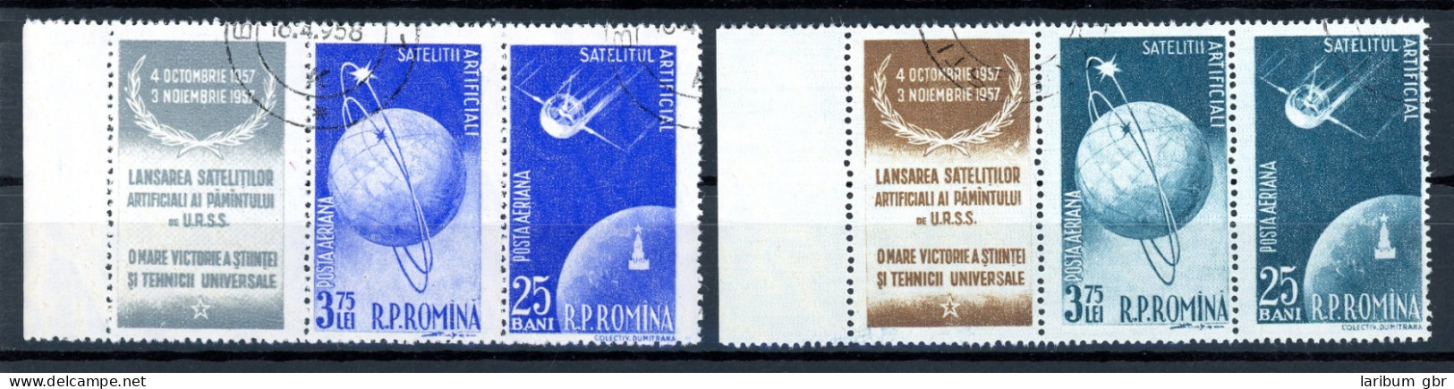 Rumänien 2 3er Str. ZF + BR Links 1677-1680 Gestempelt Raumfahrt #GB403 - Used Stamps