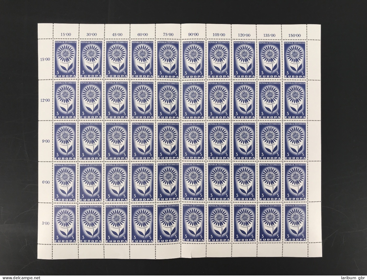 Österreich 50er Bogen 1173 Postfrisch Senkrecht Gefaltet #KB433 - Sonstige & Ohne Zuordnung