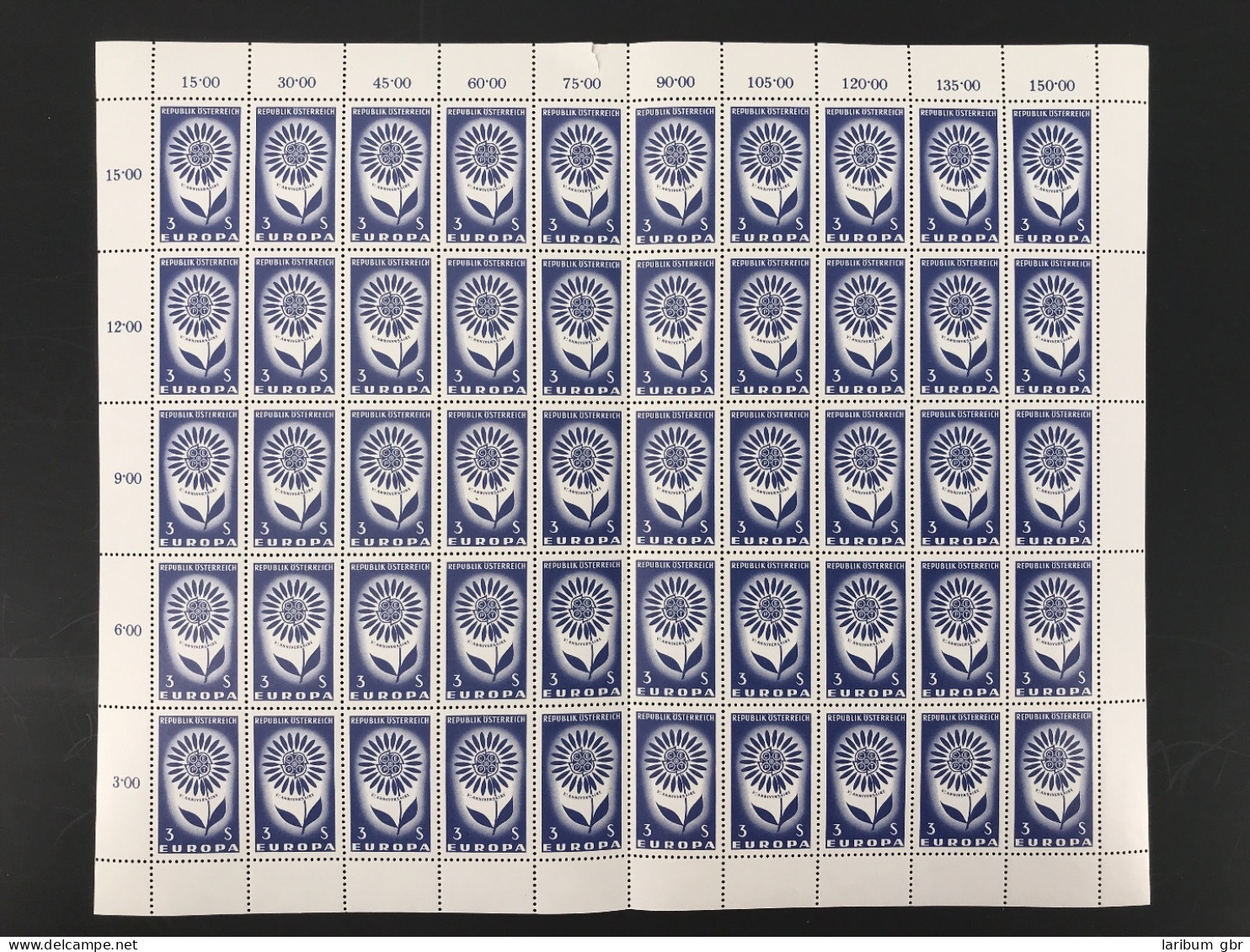 Österreich 50er Bogen 1173 Postfrisch Senkrecht Gefaltet #KB434 - Sonstige & Ohne Zuordnung