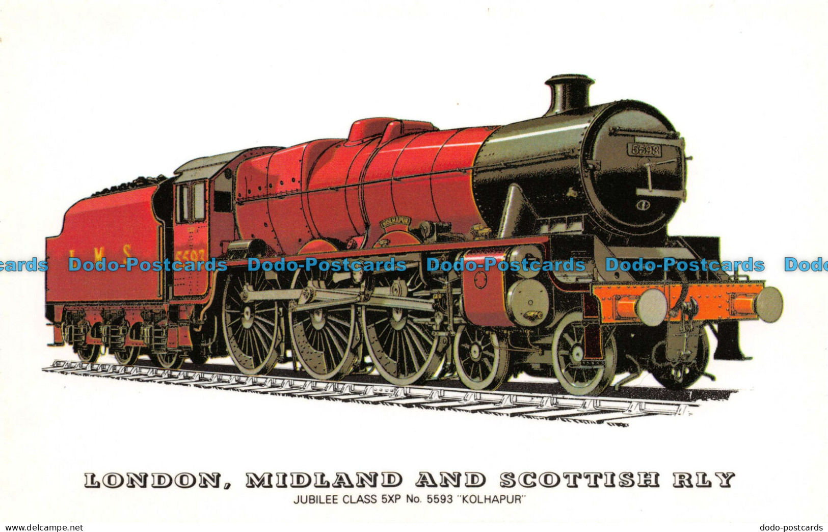 R082334 London. Midland And Scottish Rly. Jubilee Class 5XP No 5593 Kolhapur - Autres & Non Classés