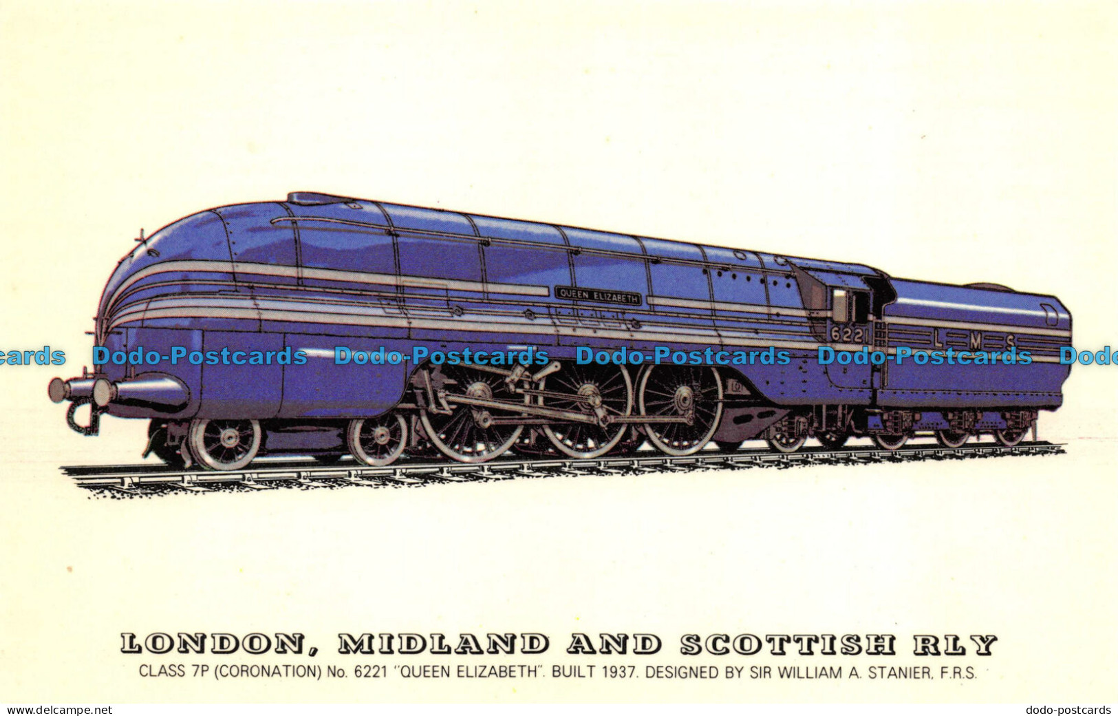 R082335 London. Midland And Scottish Rly. Class 7P No 6221 Queen Elizabeth - Sonstige & Ohne Zuordnung