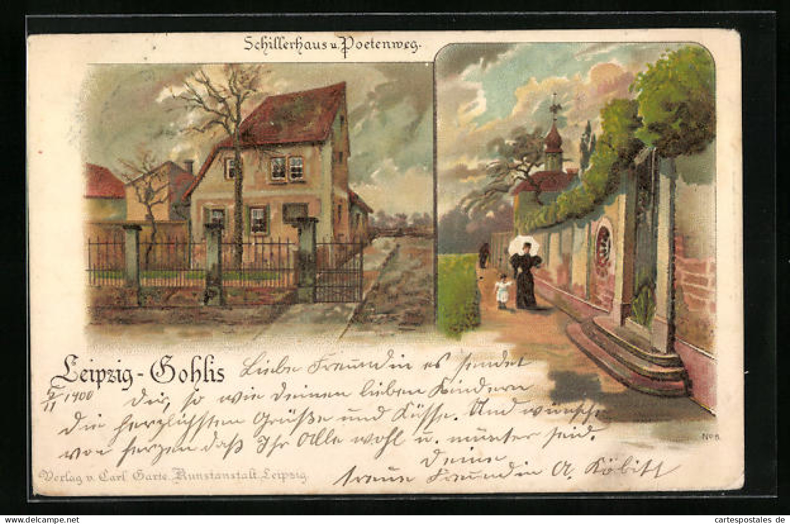 Lithographie Leipzig-Gohlis, Schillerhaus Und Poetenweg  - Leipzig