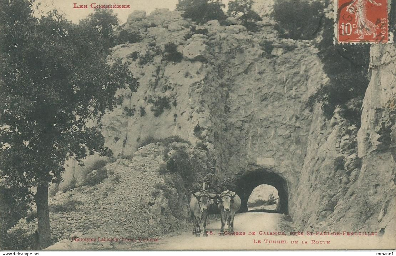 66)   SAINT PAUL DE FENOUILLET  -  Gorges De GALAMUS - Le Tunnel De La Route  (  Attelage De Bœufs ) - Andere & Zonder Classificatie