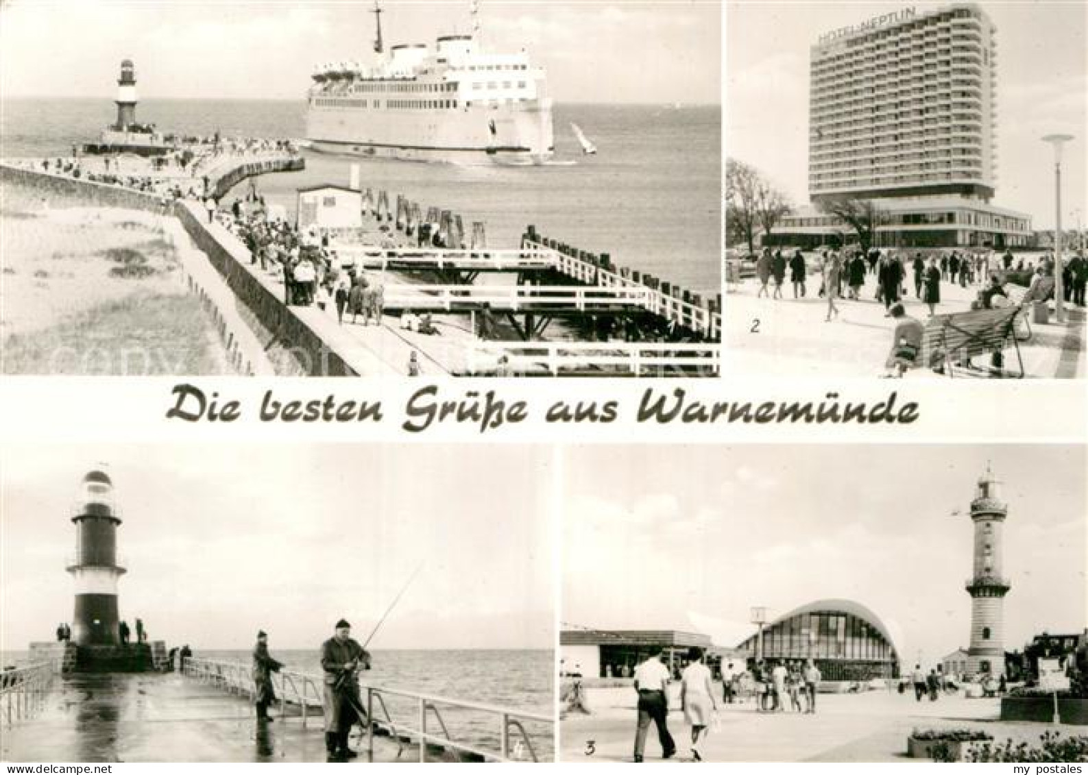 72964534 Warnemuende Ostseebad Mole Promenade Leuchtturm Faehre Hotel Neptun Tee - Rostock