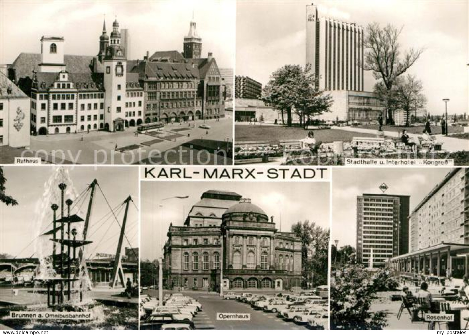 72963836 Karl-Marx-Stadt Rathaus Stadthalle Interhotel Kongress Rosenhof Hochhau - Chemnitz