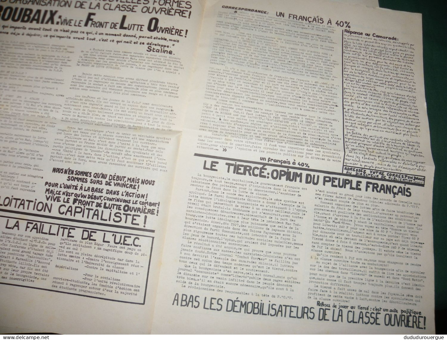 MAI 68 ET APRES : COMBAT OUVRIER , JOURNAL COMMUNISTE NORD PAS DE CALAIS  SOMME LE N°2 DE JANVIER 1969 - 1950 à Nos Jours