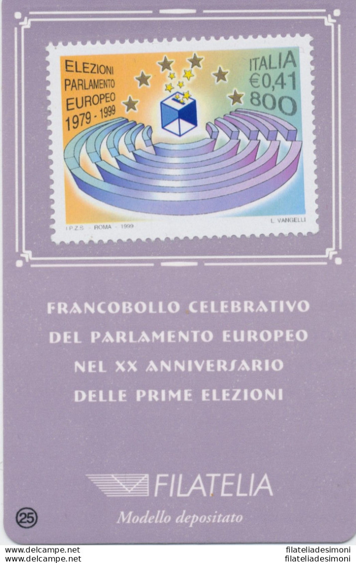 1999 Italia - Repubblica, Tessera Filatelica Parlamento Europeo 0,41 Euro - Philatelic Cards