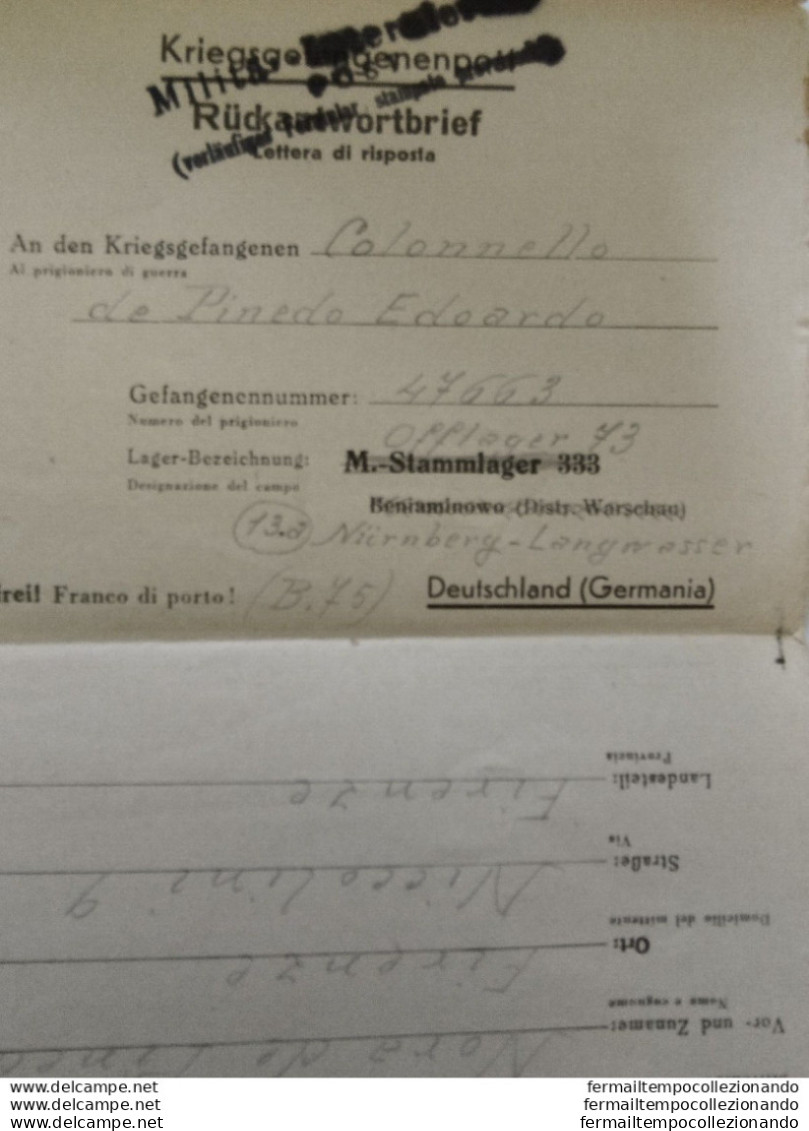 bo169 franchigia militare prigioniero di guerra in germania per firenze 1944