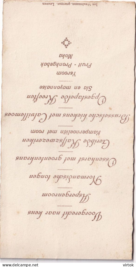 MENU :  Kessel-Loo 1937 : - Menus