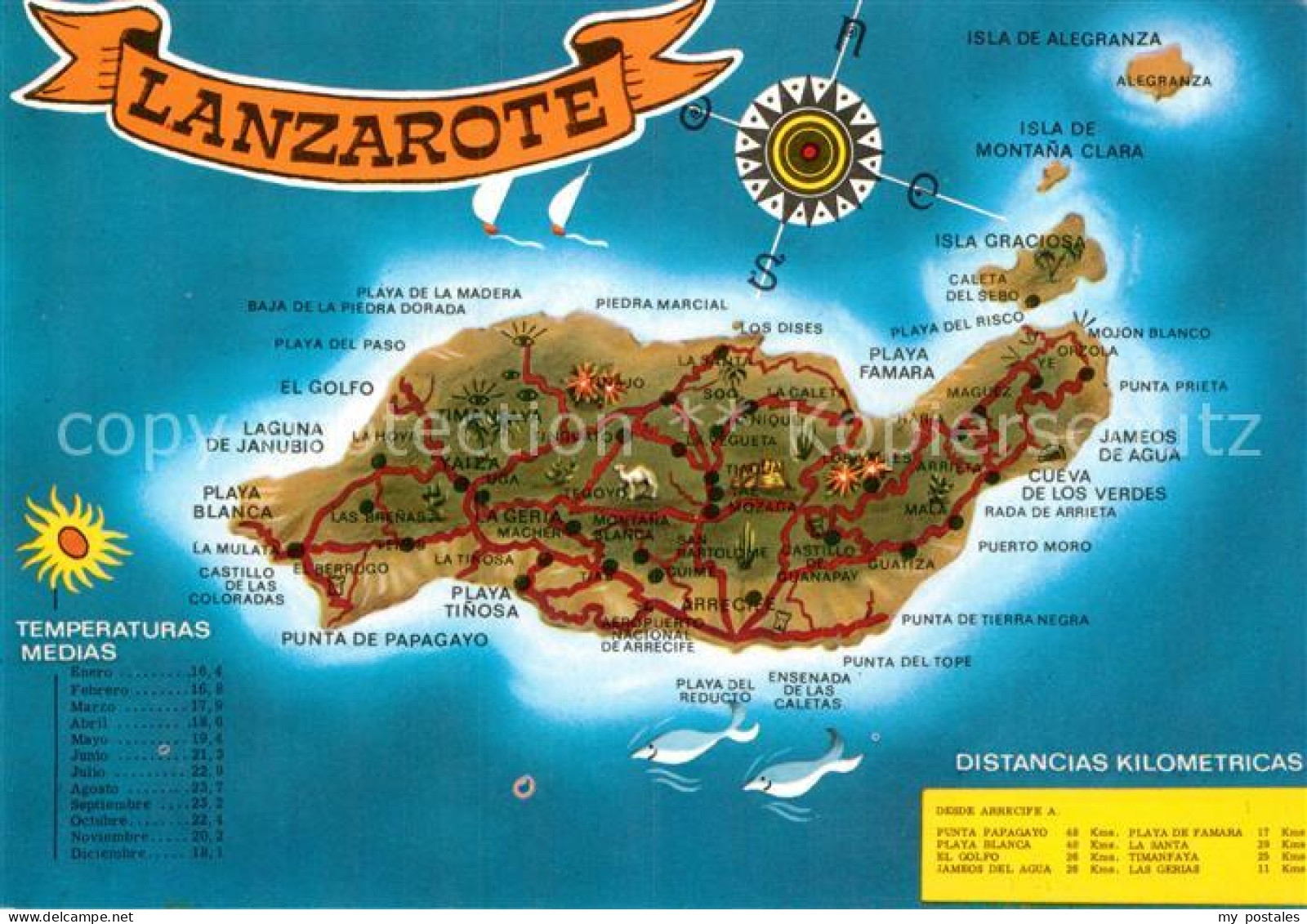 72961753 Lanzarote Kanarische Inseln Lageplan Lanzarote - Autres & Non Classés