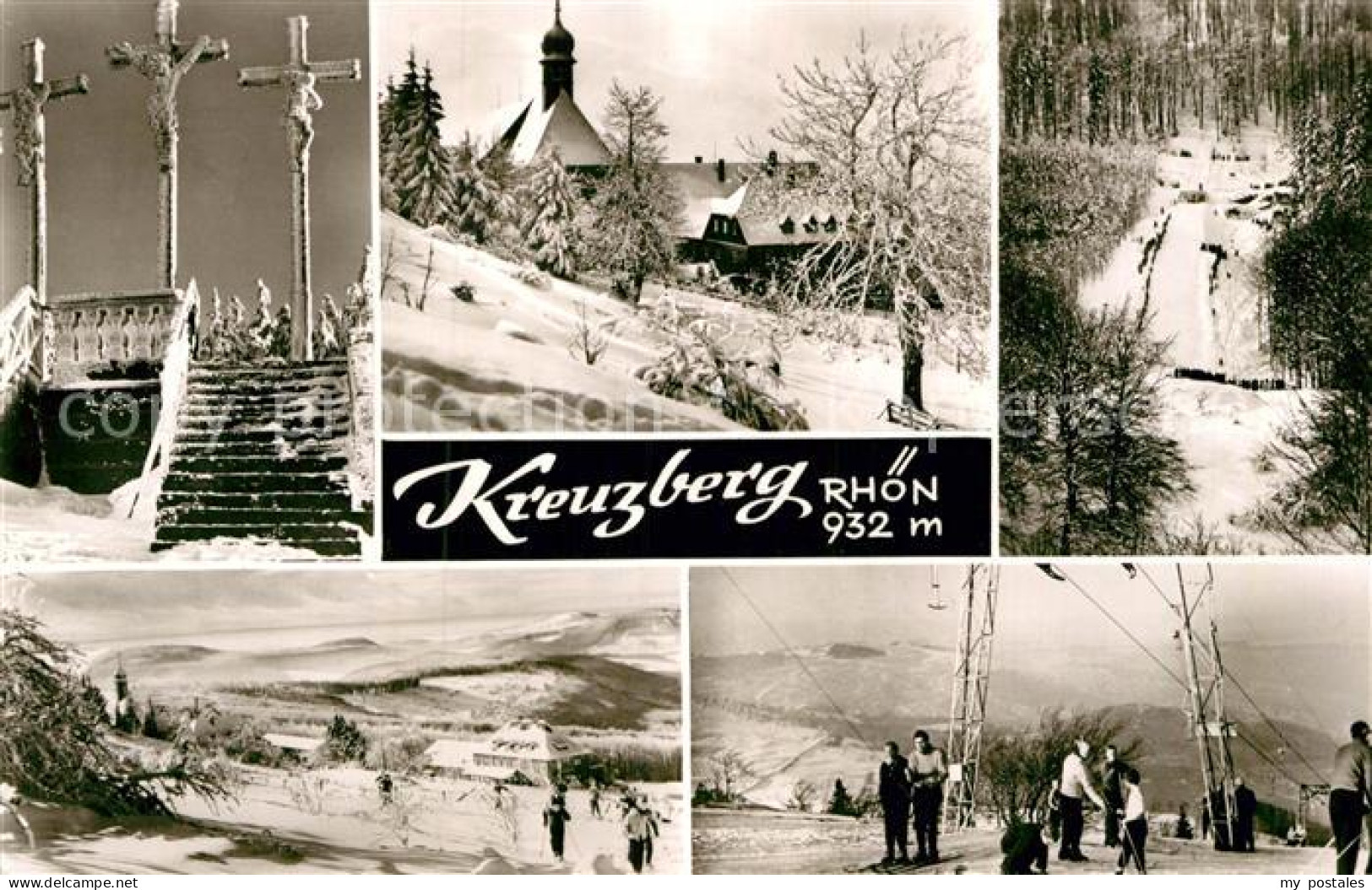 72961355 Kreuzberg Rhoen Kloster Landschaftspanorama Wintersport Golgota Kreuze  - Andere & Zonder Classificatie