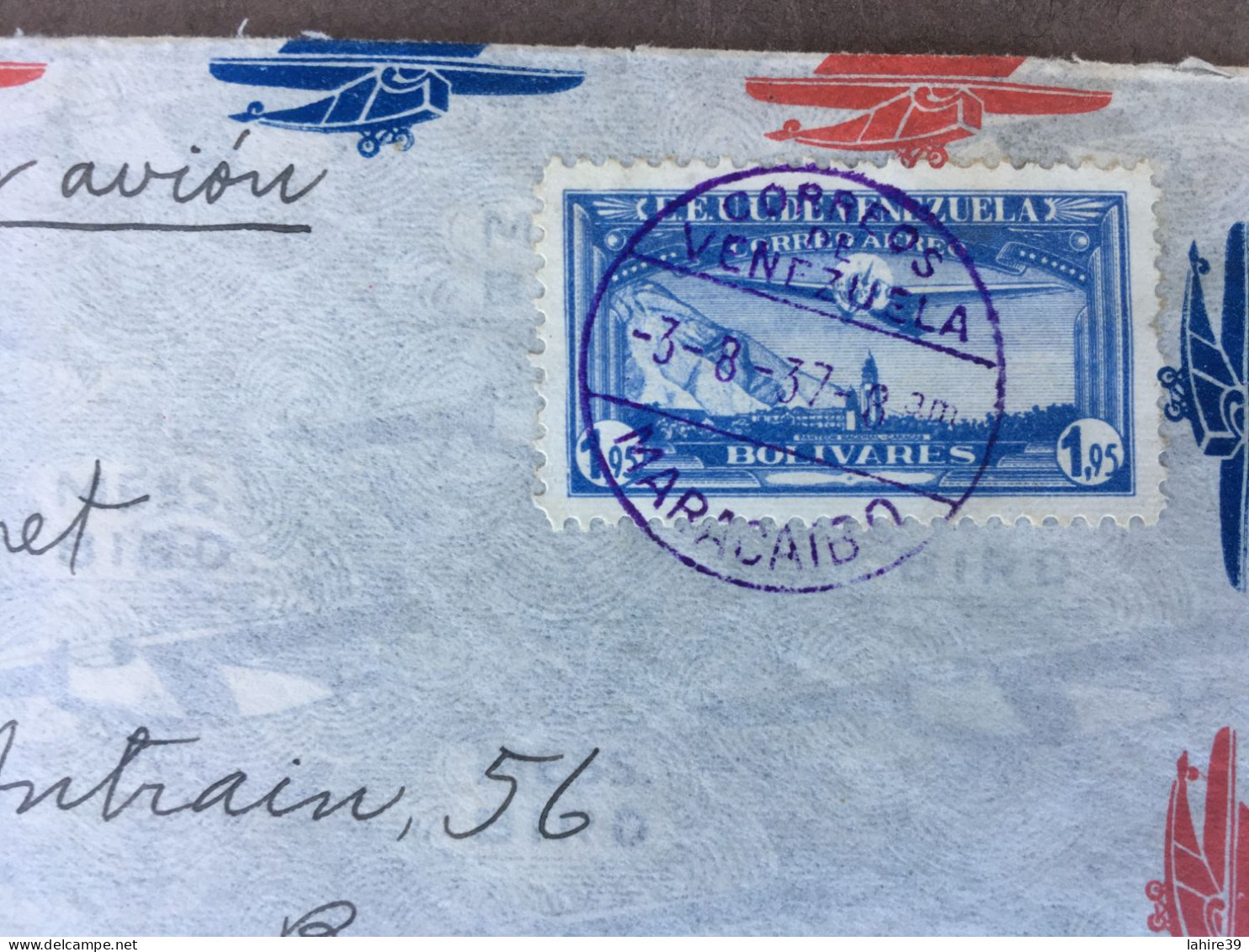 Enveloppe Timbrée / Par Avion / Venezuela / Pour Rennes / Ets Bruchet / 1937 - Venezuela