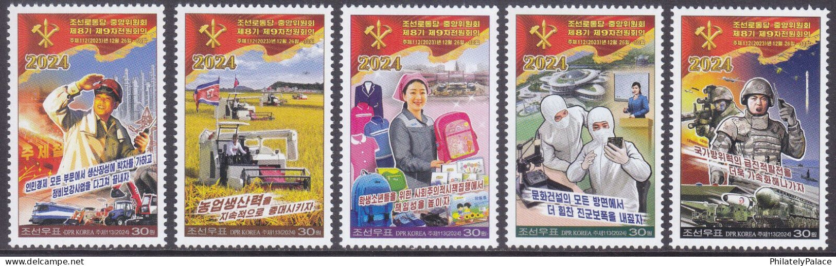 NORTH KOREA 2024 Plenary Meeting,Agriculture,Industry,Pharmacy, Research,Submarine,Missile,Army,Perf MNH (**) - Corea Del Norte