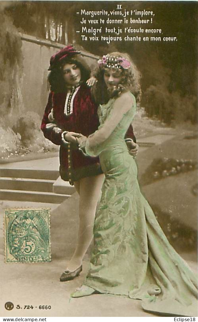 Serie De 4 Cartes - Couple 2 Femme - Faust    Q 2608 - Teatro