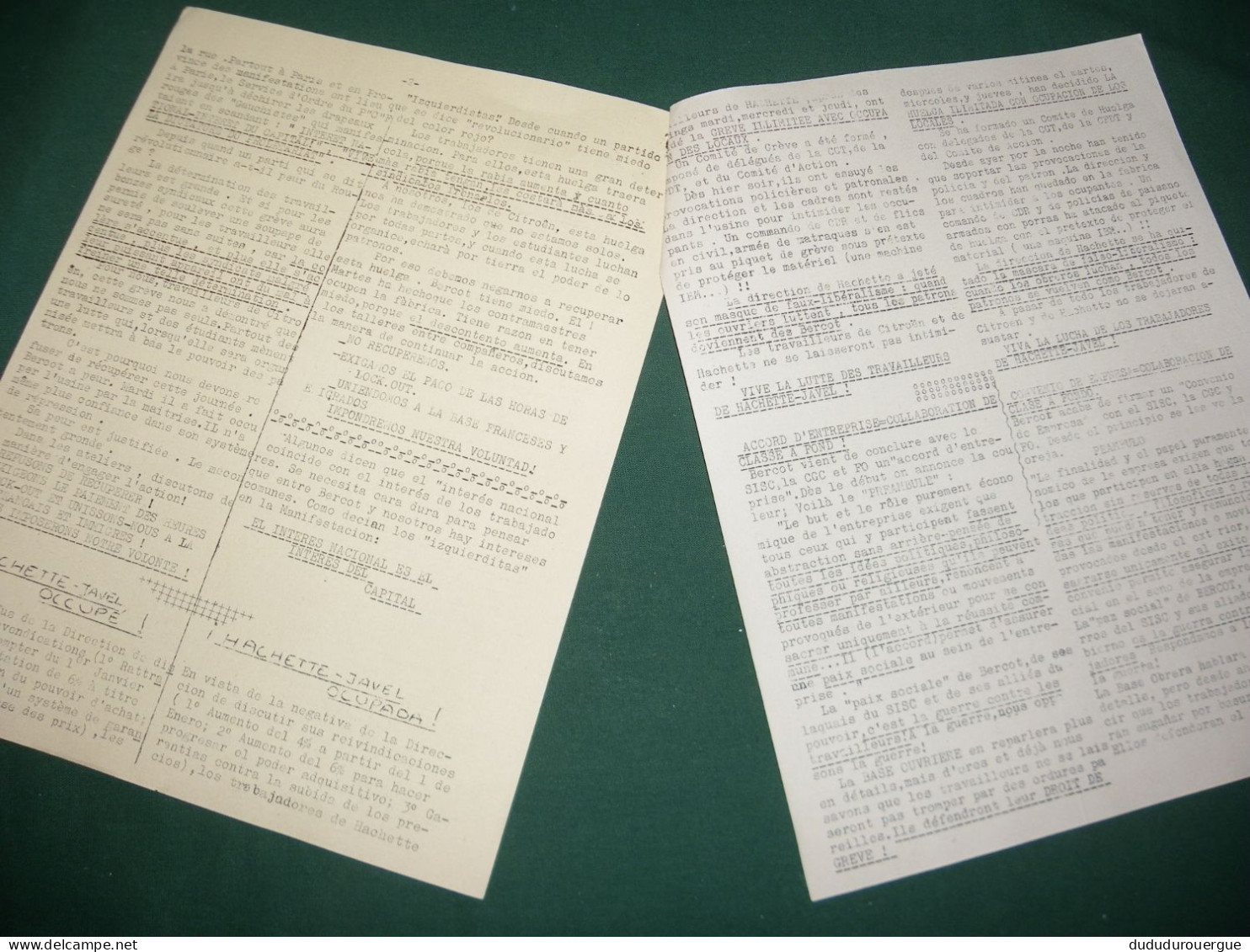 MAI 68 ET APRES : BULLETIN DU COMITE D ACTION DE CITROEN  ; LA BASE OUVRIERE OBRERA , DU 14 MARS 1969 - Sin Clasificación