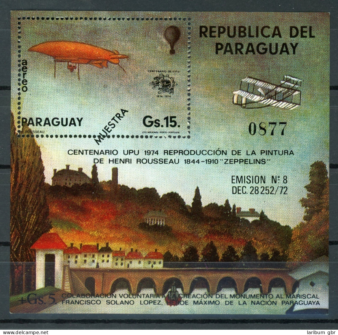 Paraguay Bl 228 Postfrisch Zeppelin Mustermake #GO611 - Paraguay