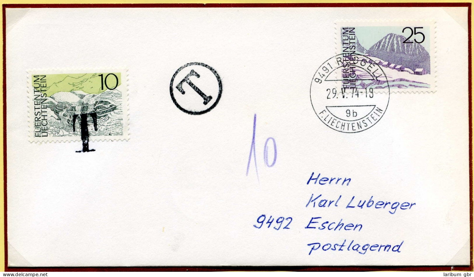 Liechtenstein 597 + Nachporto 573 Portogerecht Mischfrankatur #GU639 - Altri & Non Classificati