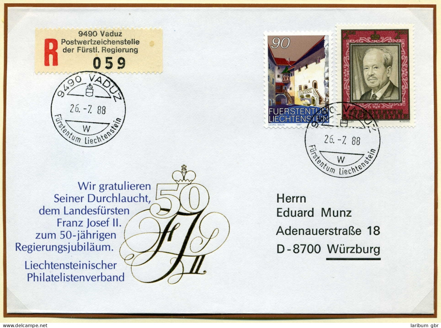 Liechtenstein 919 + 944 R-Brief Portogerecht Mischfrankatur #GX111 - Andere & Zonder Classificatie