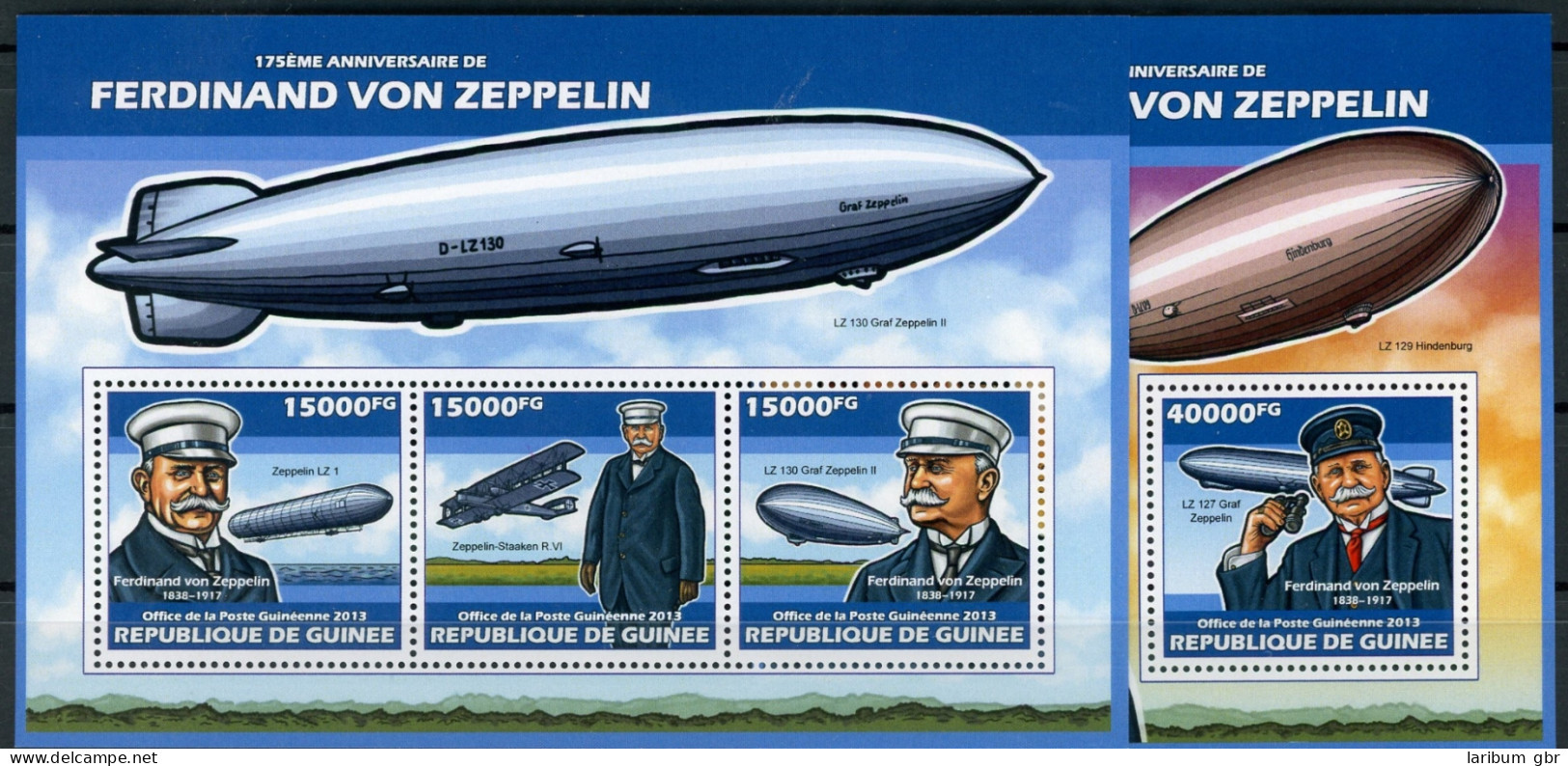 Guinea 10129-10131 + Bl 2309 Postfrisch Zeppelin #GO591 - Guinea (1958-...)