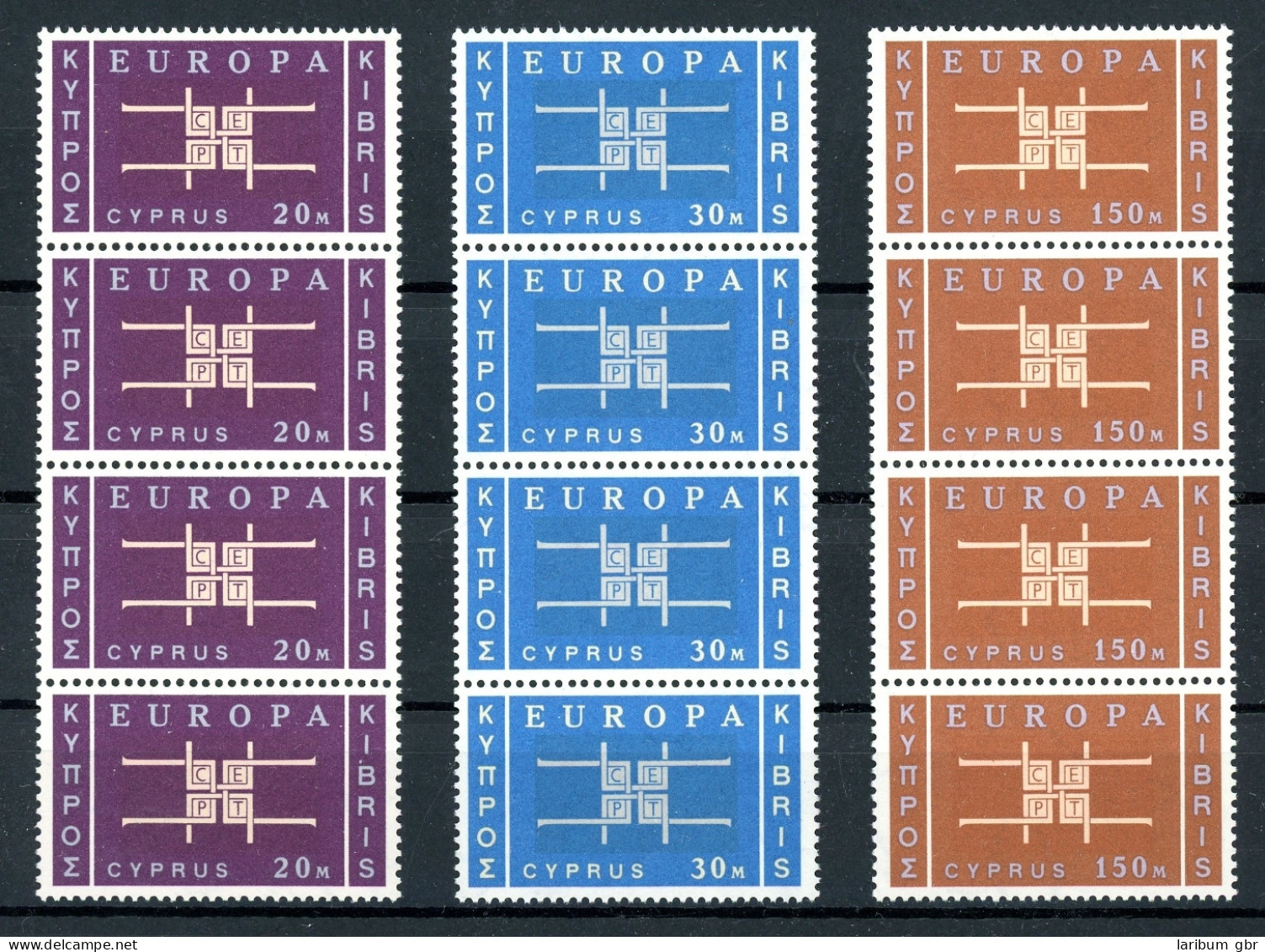 Zypern Senkr. 4er Streifen 225-227 Postfrisch CEPT #GU545 - Used Stamps