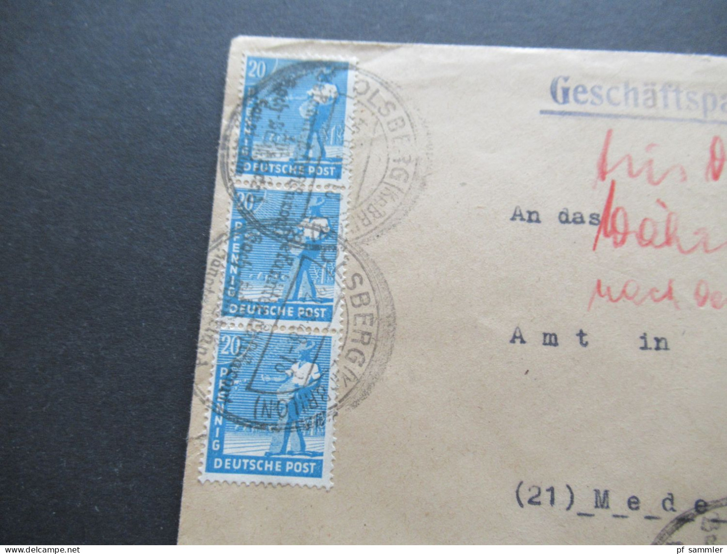 Kontrollrat MiF 22.6.1948 Zehnfachfrankatur Geschäftspapiere Mit Sonderstempel Olsberg (Kr. Brilon) Bekannter Luftkurort - Brieven En Documenten