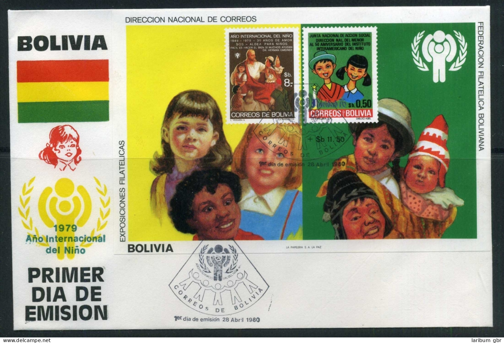 Bolivien Block 97 Inter. Jahr Des Kindes Ersttagesbrief/FDC #GU526 - Bolivien