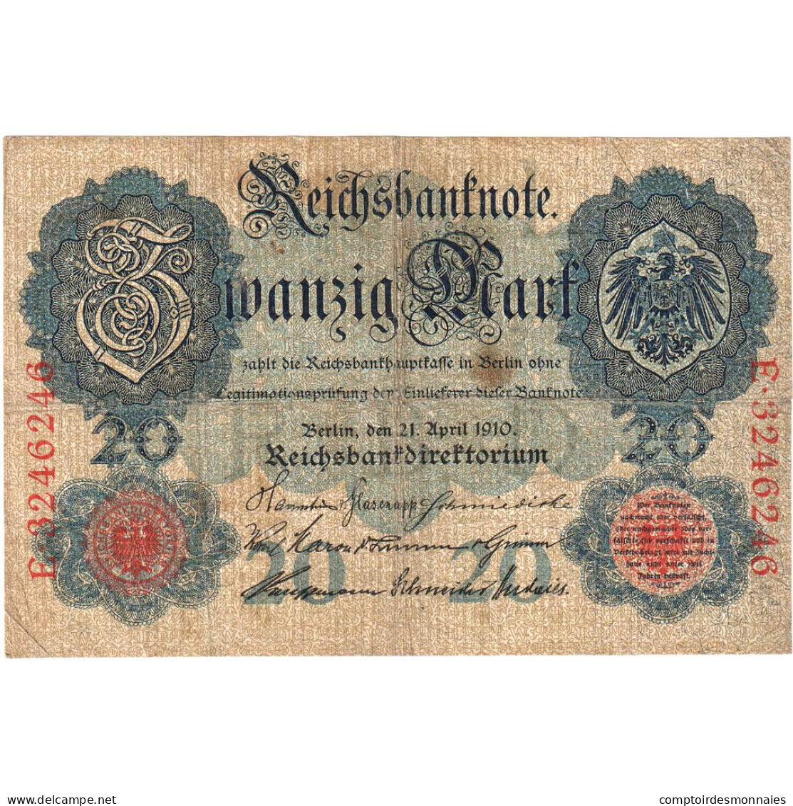 Allemagne, 20 Mark, 1910, 1910-04-21, KM:40b, TB - 20 Mark