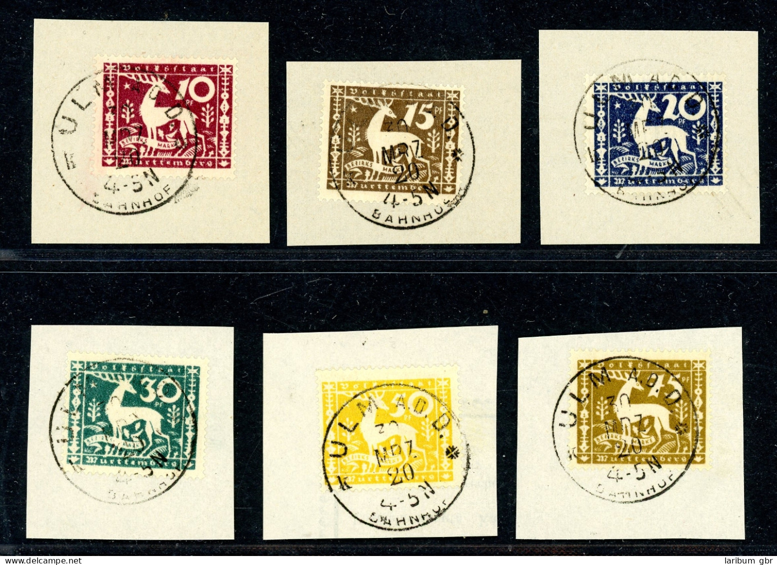 Württemberg 144-149 Infla Berlin Geprüft Briefstück #HK386 - Oblitérés