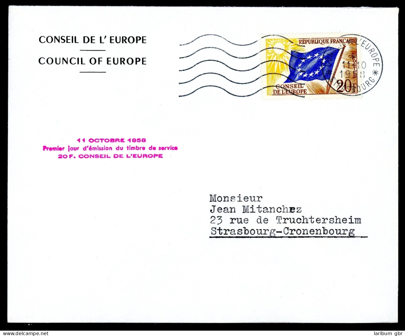 Frankreich Dienstmarke Europarat 3 Ersttagesbrief/FDC #HK194 - Andere & Zonder Classificatie