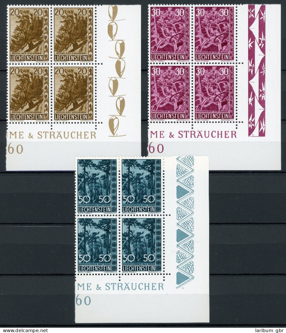 Liechtenstein 4er Blöcke Eckrand Ur 399-401 Postfrisch Bäume #IN194 - Autres & Non Classés