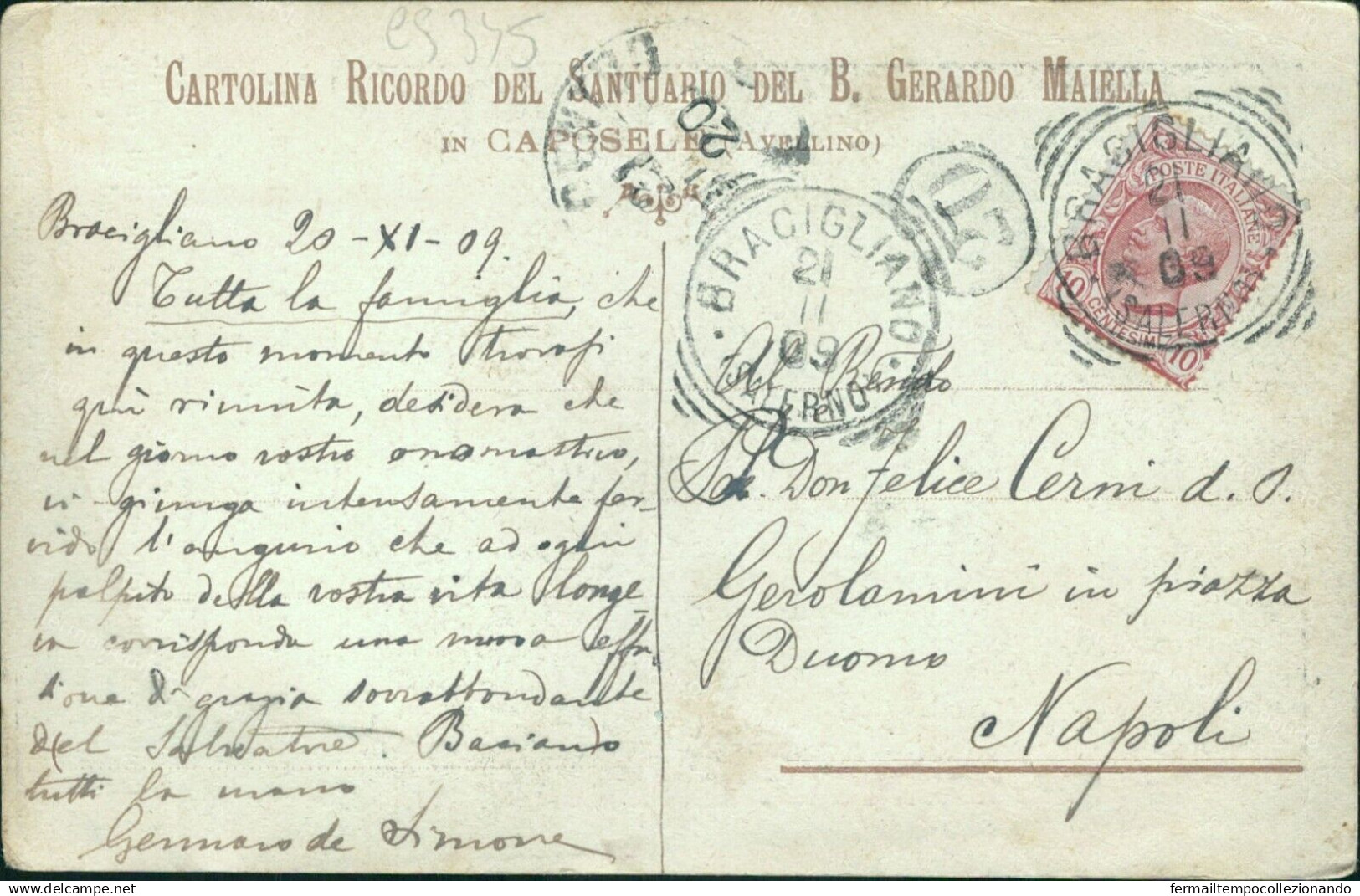 Cs345 Cartolina Caposele Cappella Del B.gerardo Maiella Avellino 1909 Campania - Avellino