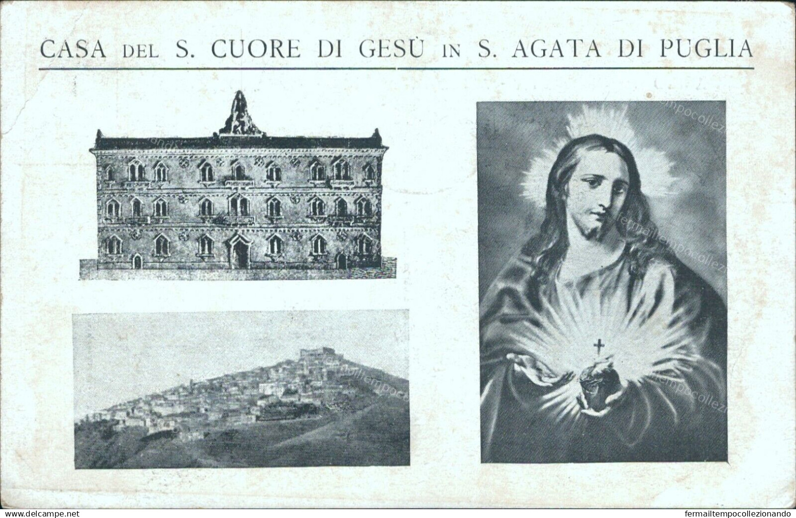 Cs354 Cartolina S.agata Di Puglia Casa Del Cuore Di Gesu' Foggia 1932 - Foggia