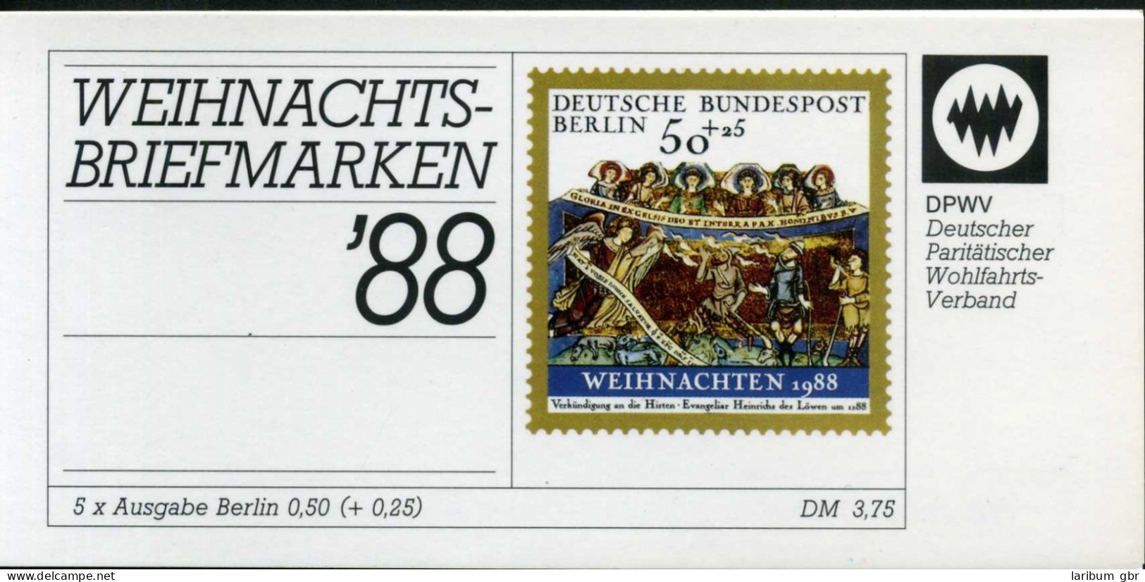 Bund DPWV Markenheftchen 1988 829 Postfrisch Weihnachten #IT629 - Libretti