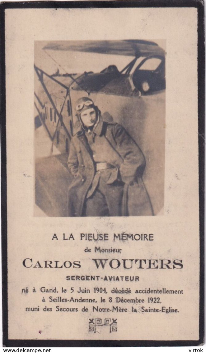 Carlos Wouters : Gent 1904 -  Seilles Andenne 1922  Sergent Aviateur - Images Religieuses