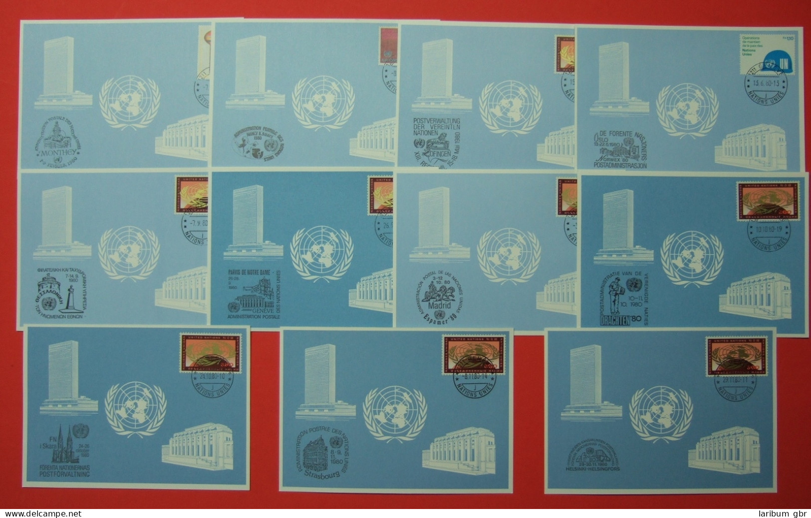 UNO Genf Blaue Karten Jahrgang 1980 #IS852 - Autres & Non Classés