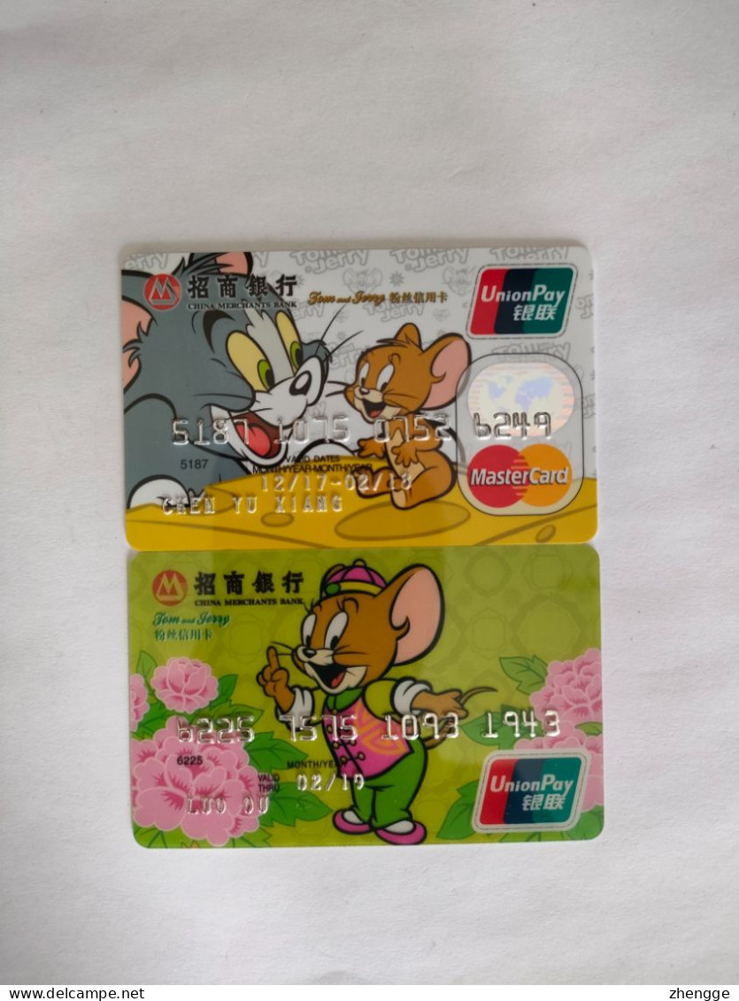 China, Tom & Jerry, (2pcs) - Cartes De Crédit (expiration Min. 10 Ans)