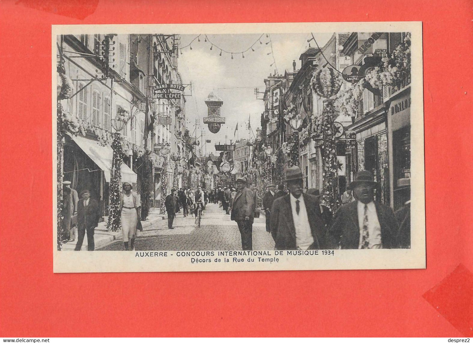 89 AUXERRE CONCOURS MUSIQUE 1934 Cpa Animée Rue Du Temple Décors               Edit G Harry - Auxerre