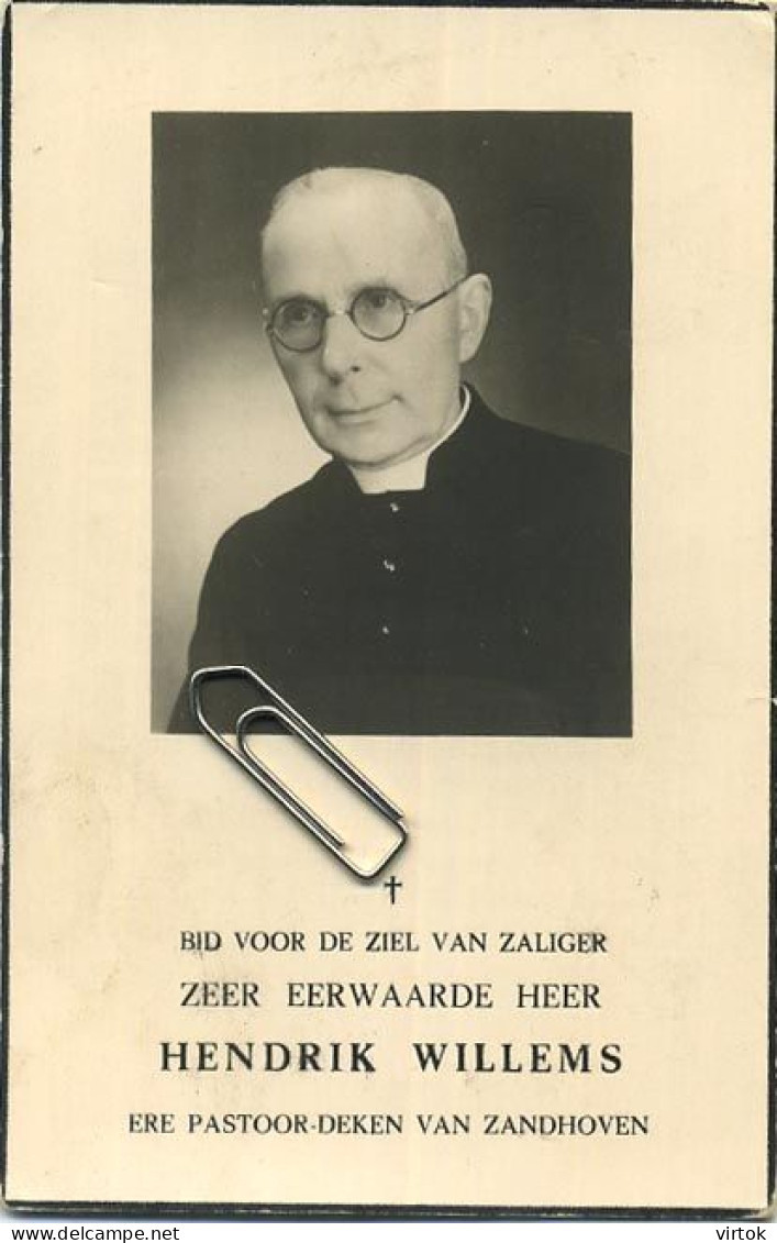 Hendrik Willems : Kasterlee 1892 - Turnhout 1961  PASTOOR DEKEN  ZANDHOVEN - Images Religieuses