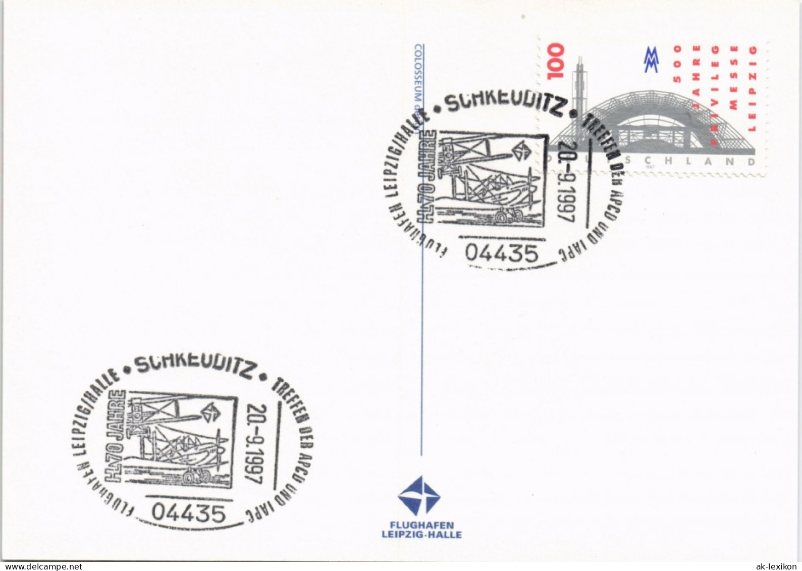 Leipzig Leipzig-Halle Flughafen 70Jahre Sonderstempel Künstlerkarte 1997 - Leipzig