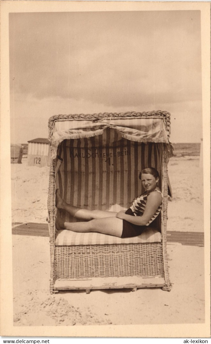 Swinemünde Świnoujście Bademode Strandkorb FRau 1929 Privatfoto Foto - Pommern