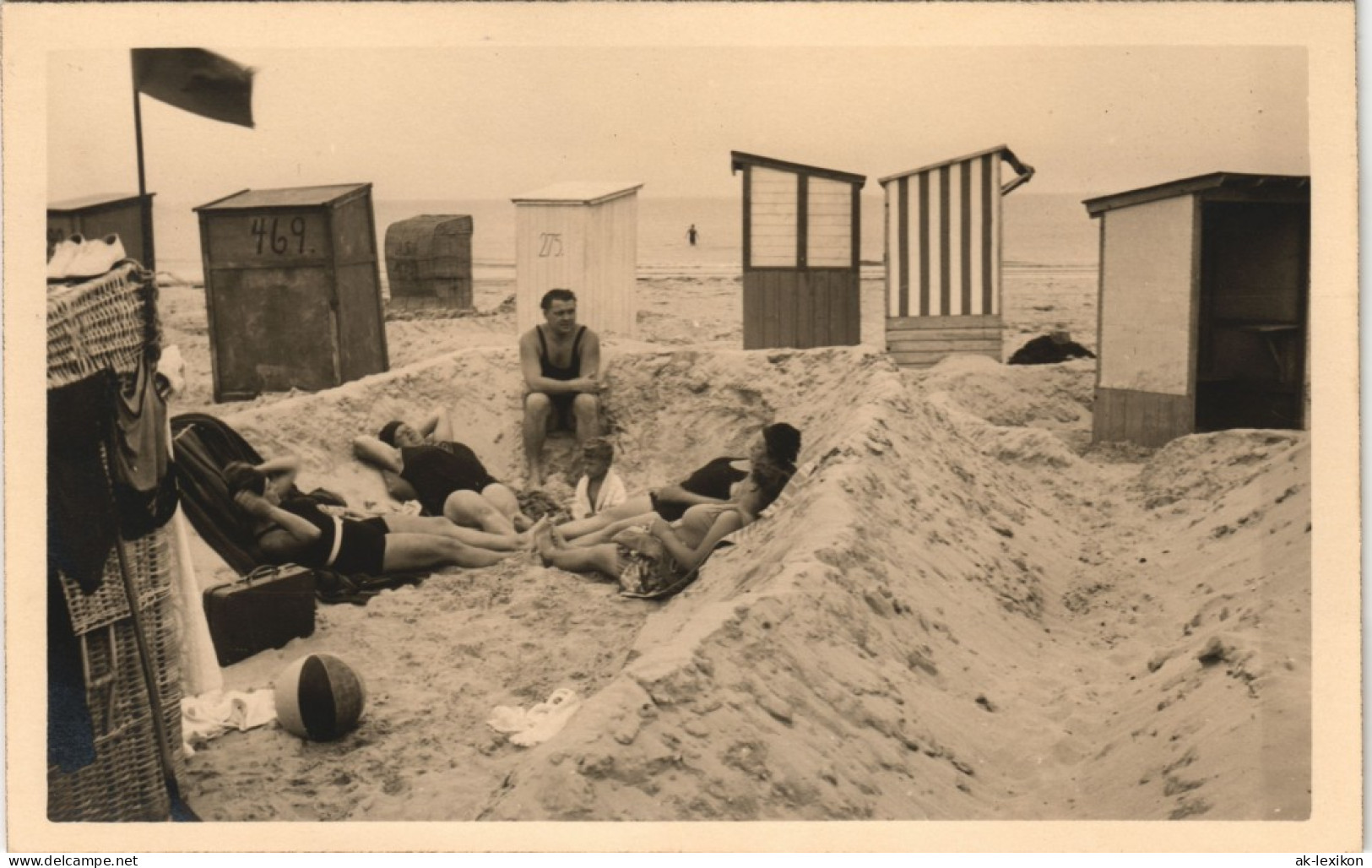 Swinemünde Świnoujście Strand Frauen Bademode Körbe 1929 Privatfoto Foto - Pommern