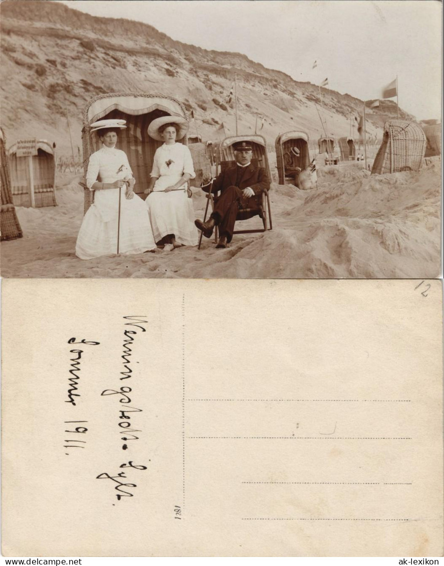 Westerland-Sylt Strand, Dünen - Strandkörbe Mann Und Frauen 1911 Privatfoto Foto - Other & Unclassified