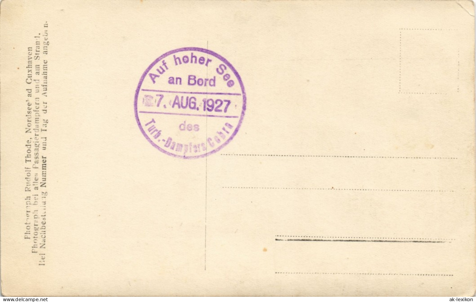 Ansichtskarte  Schiffe Passagiere Bordstempel Dampfer Cobra Privatfoto 1927 - Paquebots