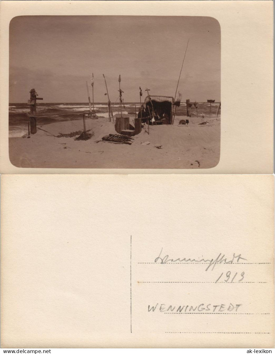 Wenningstedt-Braderup (Sylt) Strand, Strandkörbe 1913 Privatfoto Foto - Andere & Zonder Classificatie