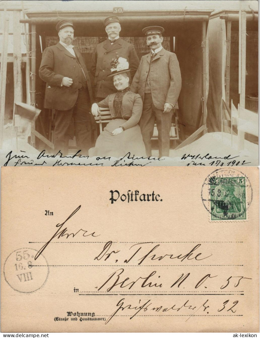 Westerland-Sylt Frau Mit Männern Im Strandzelt 1902 Privatfoto Foto - Autres & Non Classés