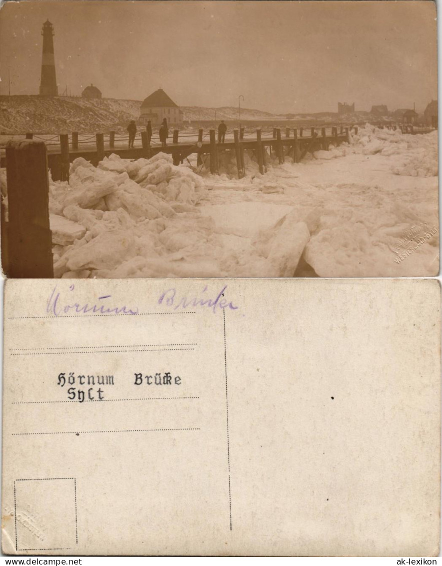 Hörnum (Sylt) Hörnem (Hørnum) Leuchtturm, Haus - Seebrücke Bei Packeis 1913 Foto - Sonstige & Ohne Zuordnung