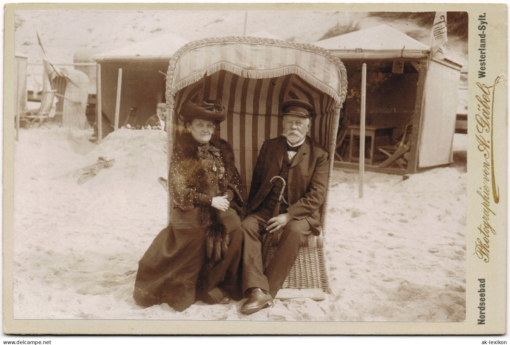 Westerland-Sylt Strandkorb - Mann U. Frau - Zelt CDV Kabinettfoto 1904 - Sonstige & Ohne Zuordnung