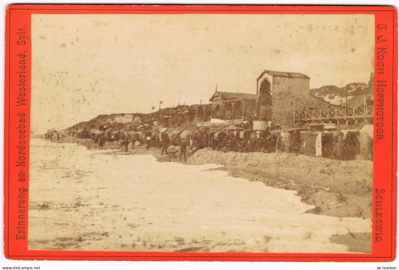 Westerland-Sylt Strandleben, Flut Restaurant - CDV Kabinettfoto 1895 Kabinetfoto - Andere & Zonder Classificatie