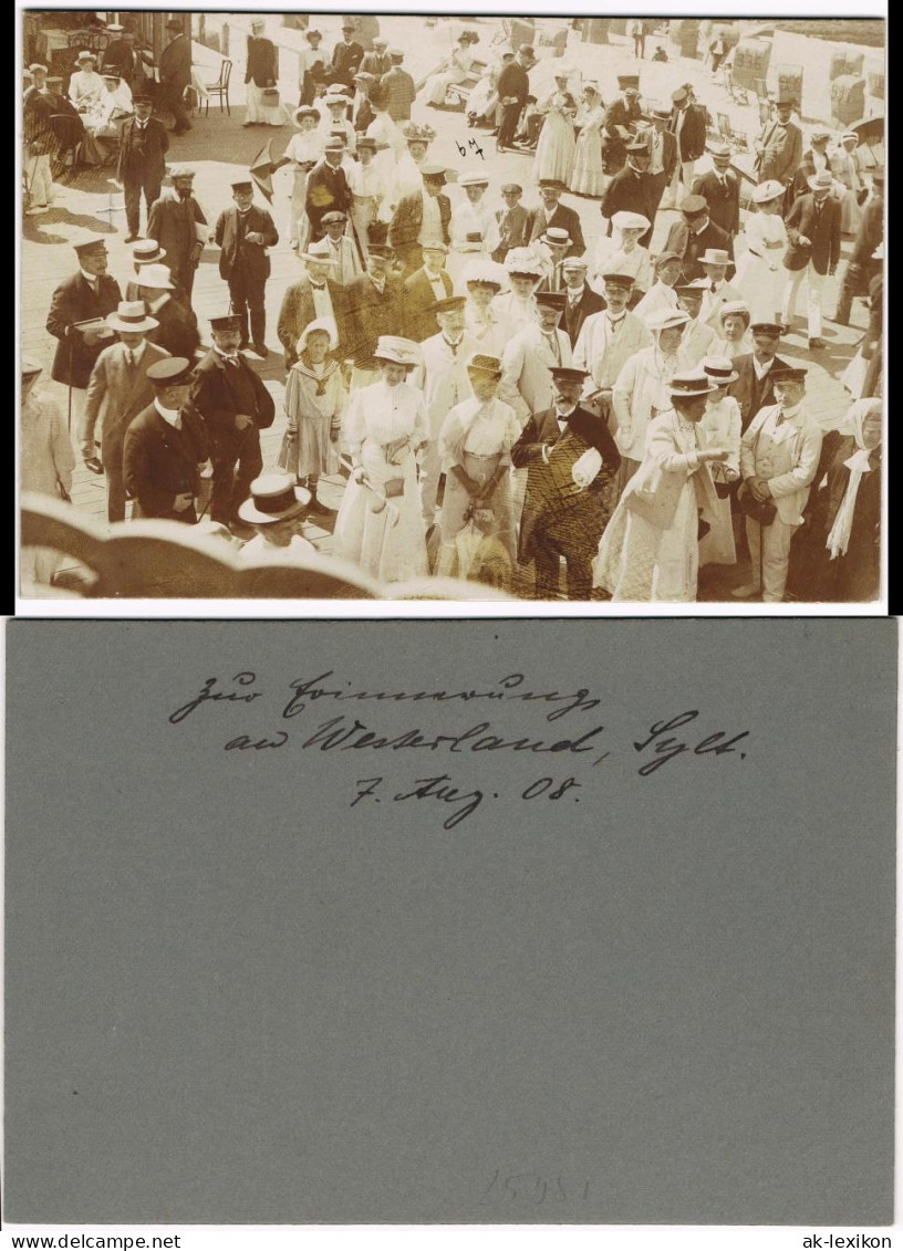 Westerland-Sylt Promenade, Belebt - CDV Kabinettfoto 1908 Privatfoto - Autres & Non Classés